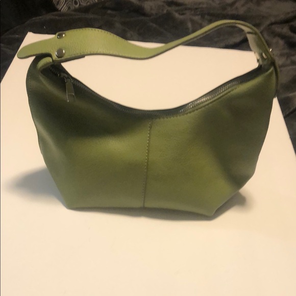 Handbags - Olive Green Hobo Leather Bag with Wide Strap